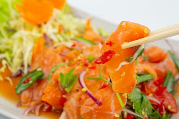 Salmon salad on a plate