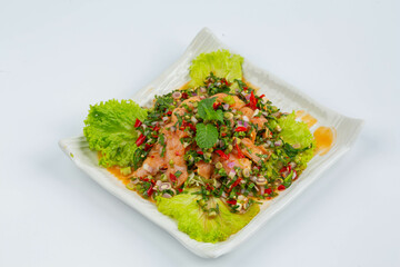 Salmon salad on a plate