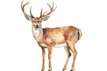 A serene deer depicted in watercolor clipart on a white background