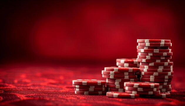 Luxurious casino setting elevates the design of poker chips poster for added sophistication