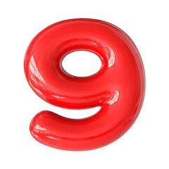 Red 3D Number 9