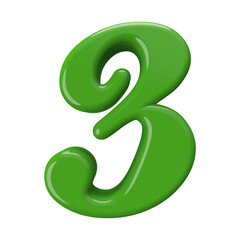 Green 3D Number 3