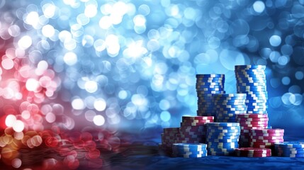 Elegant poker chips poster against a luxurious casino background for a sophisticated design