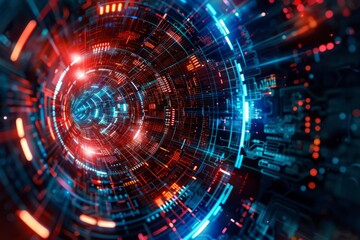 Advanced quantum computing elements embedded in a conceptual hightech background