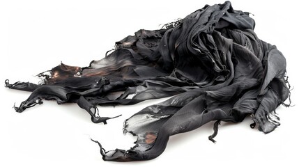 burned novelty scarf isolated on white background. concept for waste object of the design