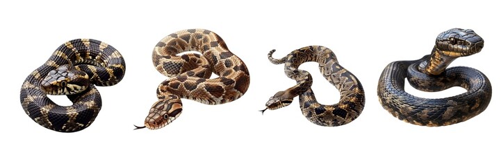 Obraz premium Collection of snake symbol 2025 year isolated on transparent background. Generated Ai