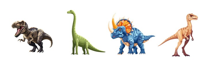 Collection of dinosaur isolated on transparent background. Generated Ai