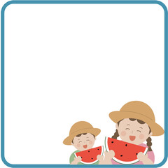 여름 수박먹는 프레임