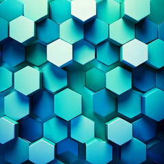 Intricate Blue and Green Hexagon Tessellation Captivating Symmetry and Repetition. Mesmerizing Hexagonal Pattern for a Visually Striking Background