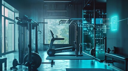 Connected home gym equipment syncing with fitness apps for a seamless workout experience