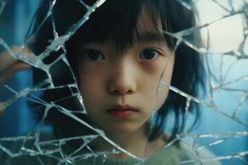 女, 女の子, ガラス, 割れたガラス, 病気, 憂鬱, 精神病, 疾患, アジア人, 日本人, woman, girl, glass, broken glass, illness, depression, mental illness, disease, asian, japanese, japanese people