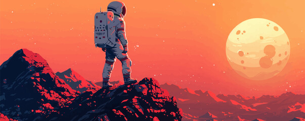 Toy spacesuits on a white background. Vector flat minimalistic isolated