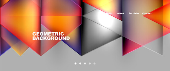 Fototapeta premium Flowing bright neon gradients geometric abstract background with triangles and lines. Fluid color pattern of color liquid gradient background for wallpaper, banner, background, card, landing page