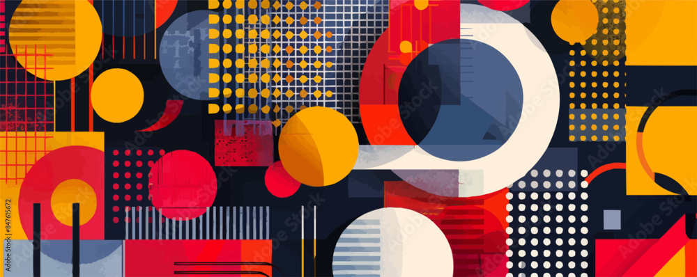Poster abstract geometric pattern with vibrant colors vector flat minimalistic isolated