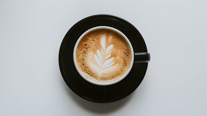 A cup of flat white coffee isolated on white background