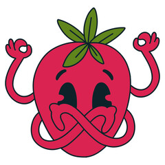 Hippie Psychedelic Character with Vintage Cartoon Style. Isolated Vector Illustration.