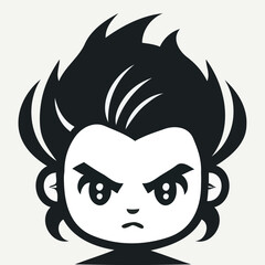 A cartoon girl with an angry face logo vector illustration