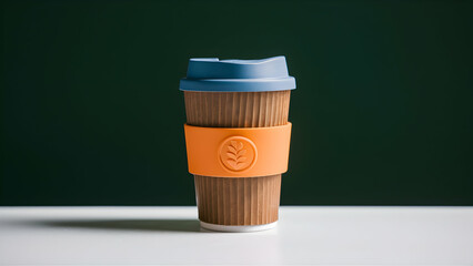 A reusable coffee cup with a lid isolated