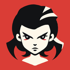 A cartoon girl with an angry face logo vector illustration