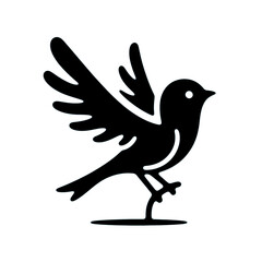 Obraz premium Black Silhouette of a Flying Bird on White Background