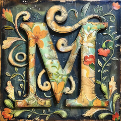 letter M with beautiful scene generative ai 