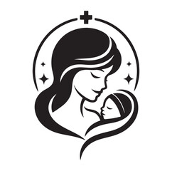 Mom and Baby logo design, Mom and baby  logo template.vector illustration