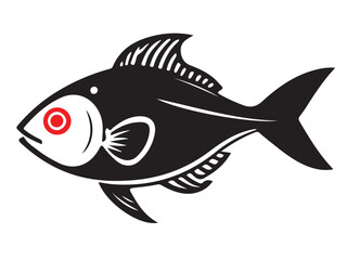 Vector Outline Cute Fish Icon. Isolated Pictogram on White Background Stock Vector - Illustration