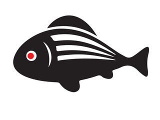 Vector Outline Cute Fish Icon. Isolated Pictogram on White Background Stock Vector - Illustration