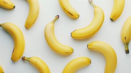 Bananas placed on a white background
