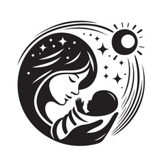 Mom and Baby logo design, Mom and baby  logo template.vector illustration