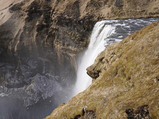 Sideview of beautiful waterfall in nature