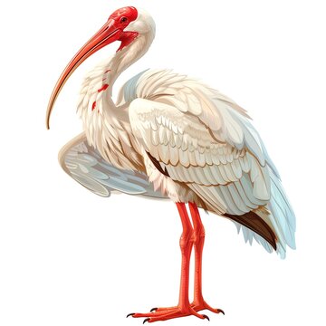recommend clip art: A ibis clipart, bird element, vector illustration, white and red, isolated on white background