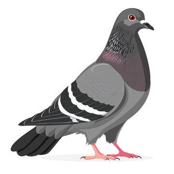 gray pigeon standing white background clip art preview