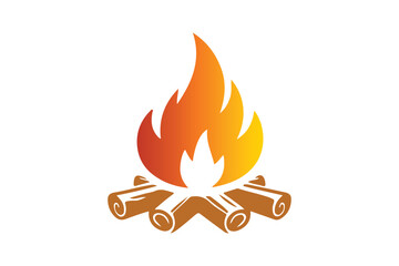 Fire Illustration and Bonfire Cartoon Style Flat Design.