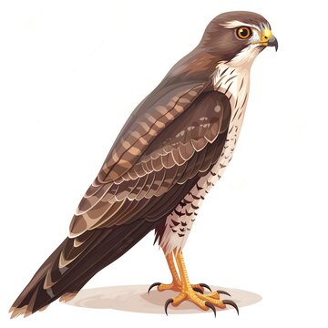 recommend clip art: A sparrowhawk clipart, bird element, vector illustration, brown, isolated on white background
