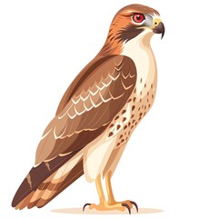Fototapeta premium A hawk clipart, bird element, vector illustration, brown, isolated on white background