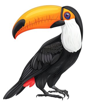 recommend clip art: A toucan clipart, bird element, vector illustration, black and orange, isolated on white background