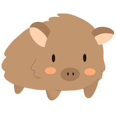 a cute little boar with a big nose and big eyes