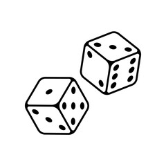 Two dice line icon isolated on white background.