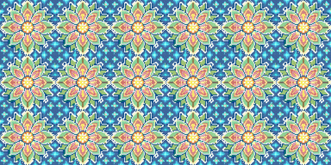 Pixel Art Abstract Lotus Pattern