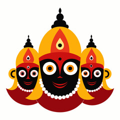 three face Jagannathan rath yatra round Jagannathan vector illustration	