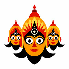 three face Jagannathan rath yatra round Jagannathan vector illustration	