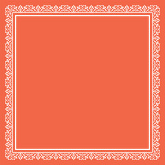 Decorative frame Elegant vector element for design in Eastern style, place for text. Floral pink and white border. Lace illustration for invitations and greeting cards
