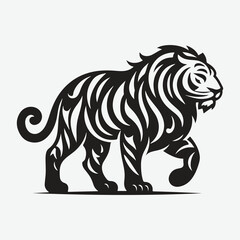 Fototapeta premium Majestic Tiger Silhouette Set, Unleash the Wild in Your Designs