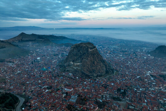 Karahisar castle on a rock mountain, Afyon, Turkey