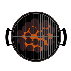 Top View of BBQ Grill with Charcoal Illustration