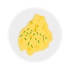 Delicious Scrambled Eggs with Green onion, A Breakfast Delight Vector Illustration
