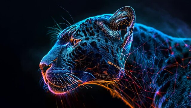 Abstract Digital Jaguar Portrait.