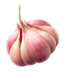 Peeled garlic isolated on transparent background.