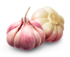 Two garlics isolated on a transparent background.